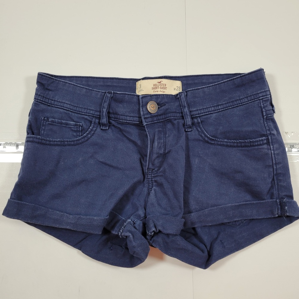 Hollister Short-Short Womens 3/W26 Navy Blue Excellent Low Rise Cuffed Casual